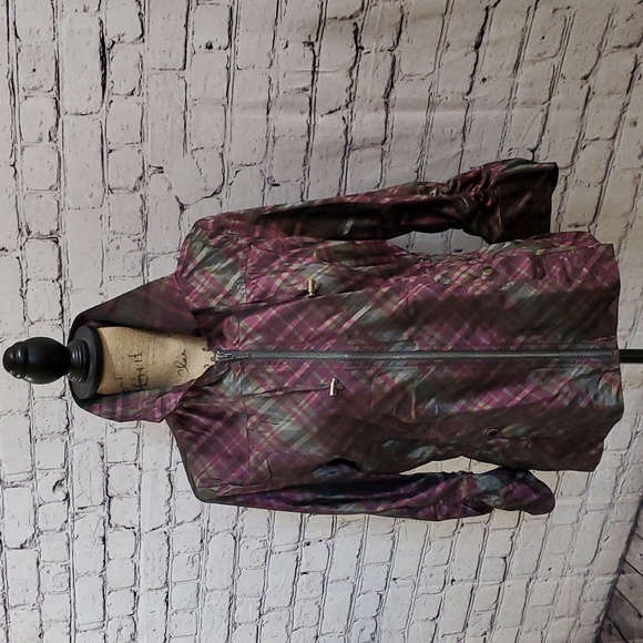 Chico's Jackets & Blazers - Chico's Plaid Windbreaker Purple and Green — Chico's Size 1/US 8 Medium